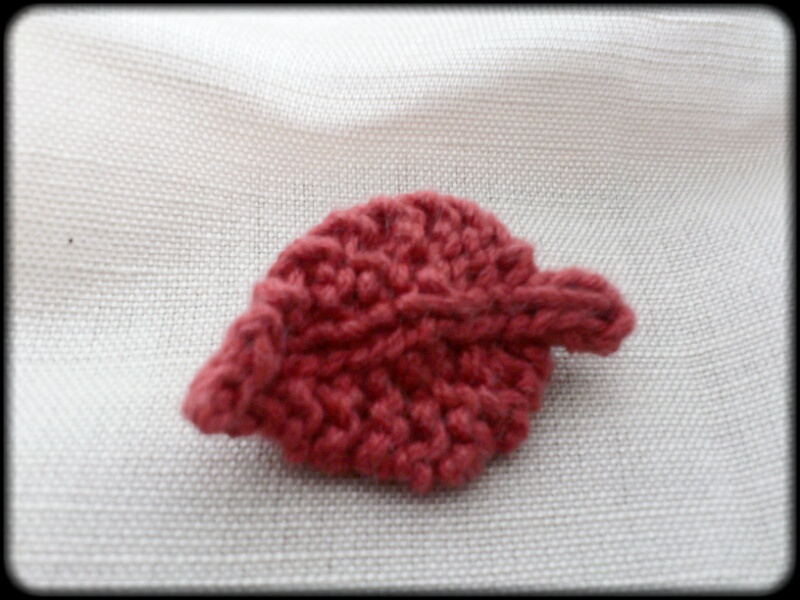 Hand knitted cotton silk brooch