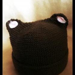 Organic Merino baby bear hat